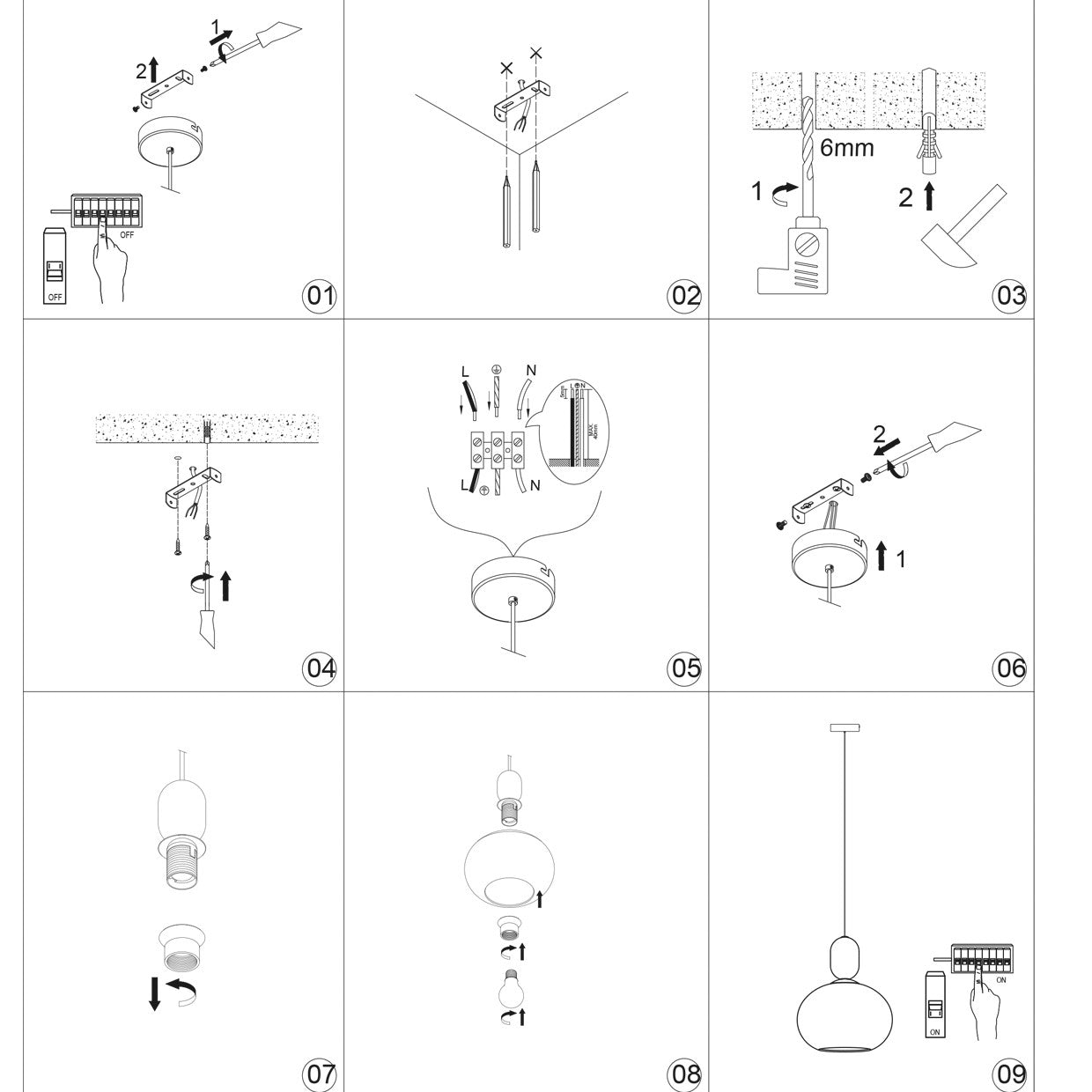 Detalle tulipa opal y cable del colgante Mint Terracota ALEMAR - Vista lateral