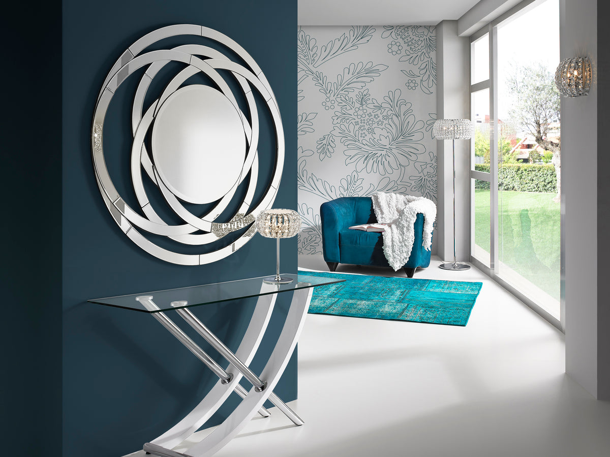 Espejo de Pared Decorativo Aros Ø120 cm Biselado Plata Schuller en ambiente decorado | Schuller