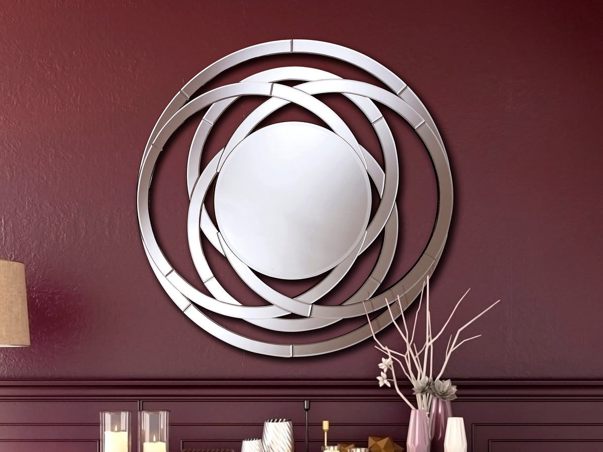 Espejo de Pared Decorativo Aros Ø120 cm Biselado Plata Schuller en ambiente decorado | Schuller