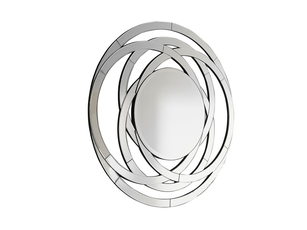 Espejo de Pared Decorativo Aros Ø120 cm Biselado Plata Schuller