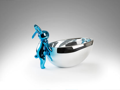Cuenco Decorativo Rabbit con Figura de Conejo Azul y Plata Schuller en ambiente decorado | Schuller