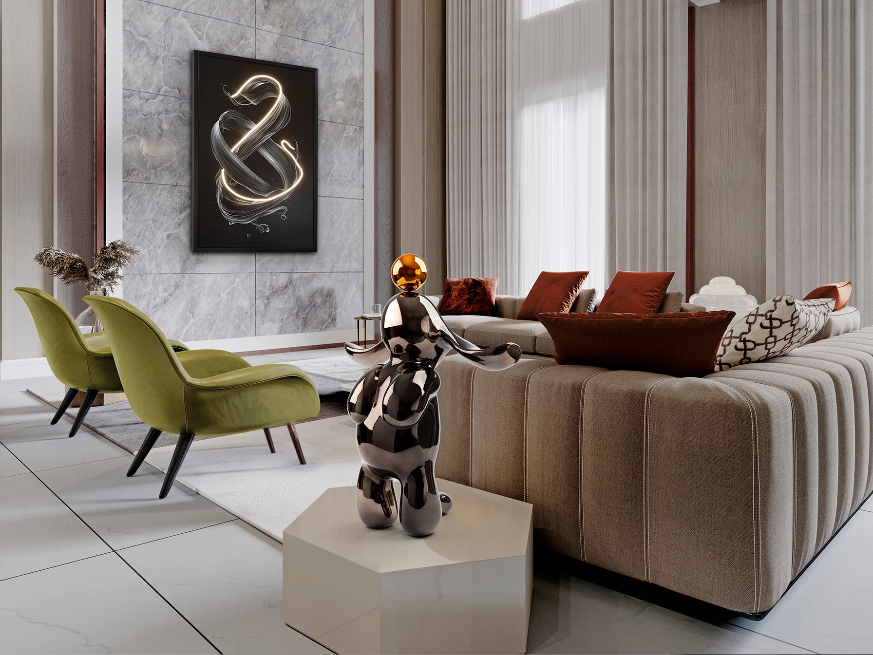 Figura Decorativa Conejo Gris/Naranja - Schuller - 302364 - Vista 2