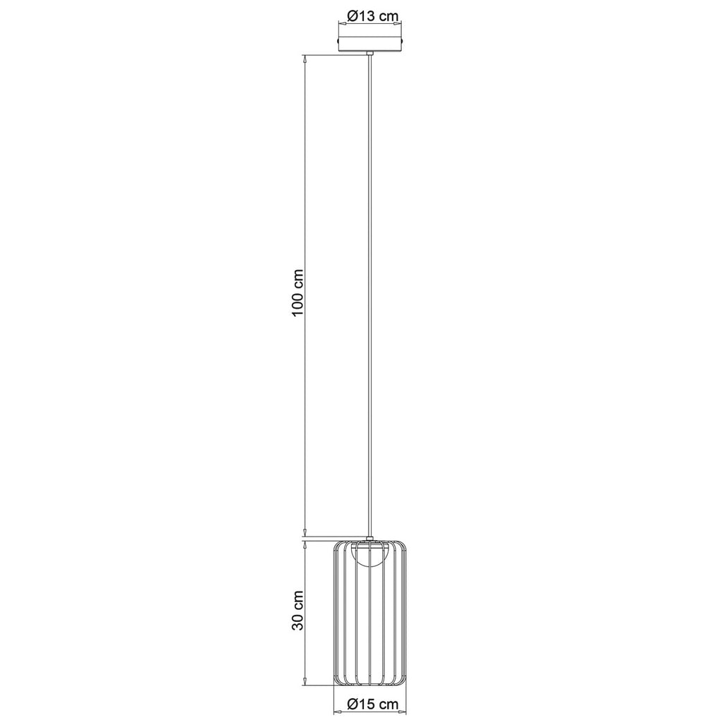 Esquema con dimensiones de la tulipa del colgante LED Pitt negro ALEMAR