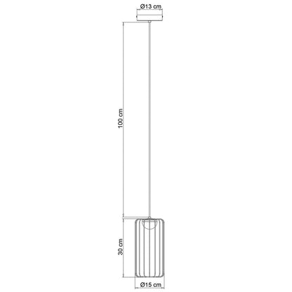 Esquema con dimensiones de la tulipa del colgante LED Pitt negro ALEMAR