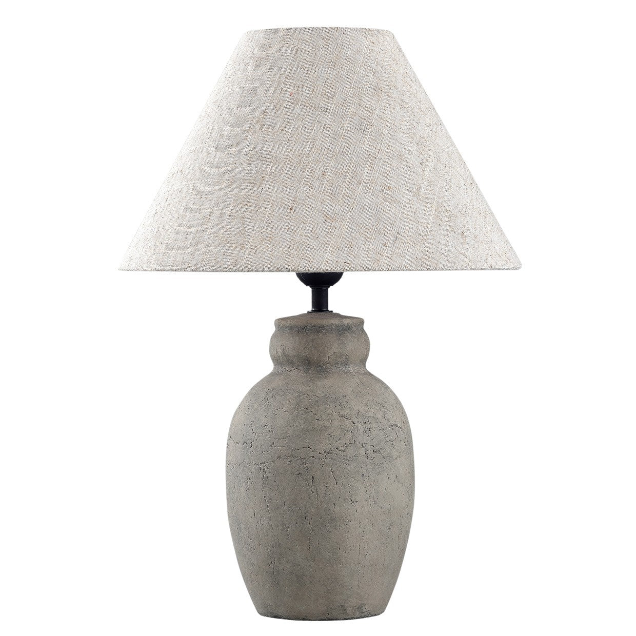 Lámpara sobremesa Terra en cerámica gris ALEMAR - Vista principal con pantalla de tela