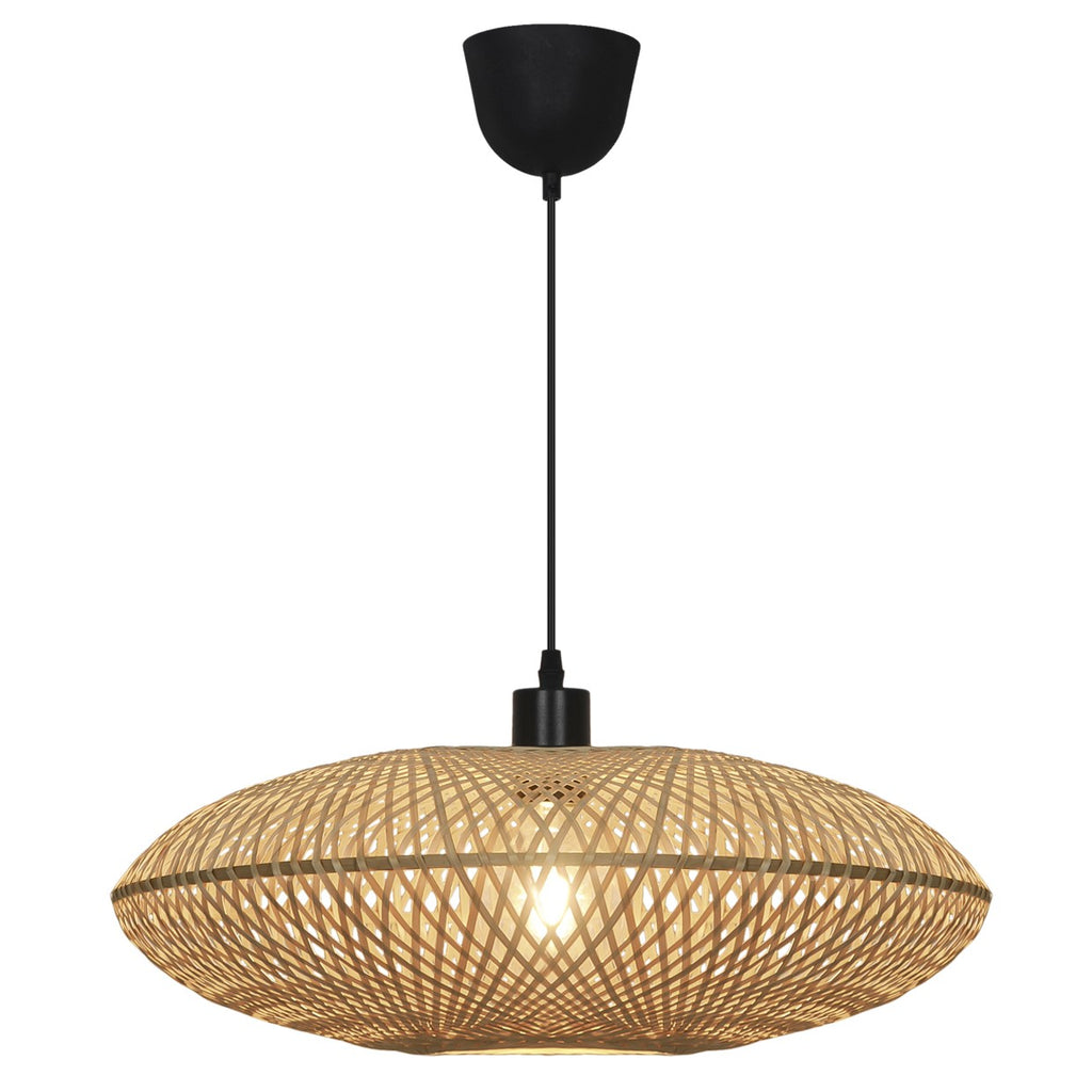 Colgante Flat Bambú natural Alemar con pantalla en mimbre - Vista principal