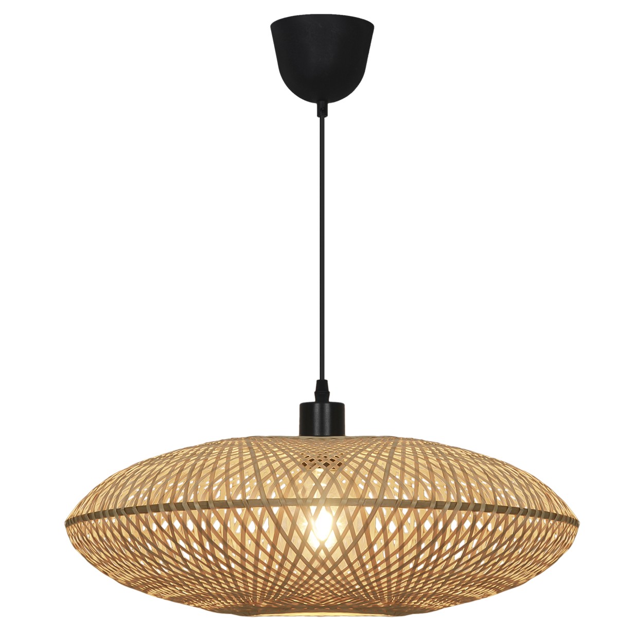 Colgante Flat Bambú natural Alemar con pantalla en mimbre - Vista principal