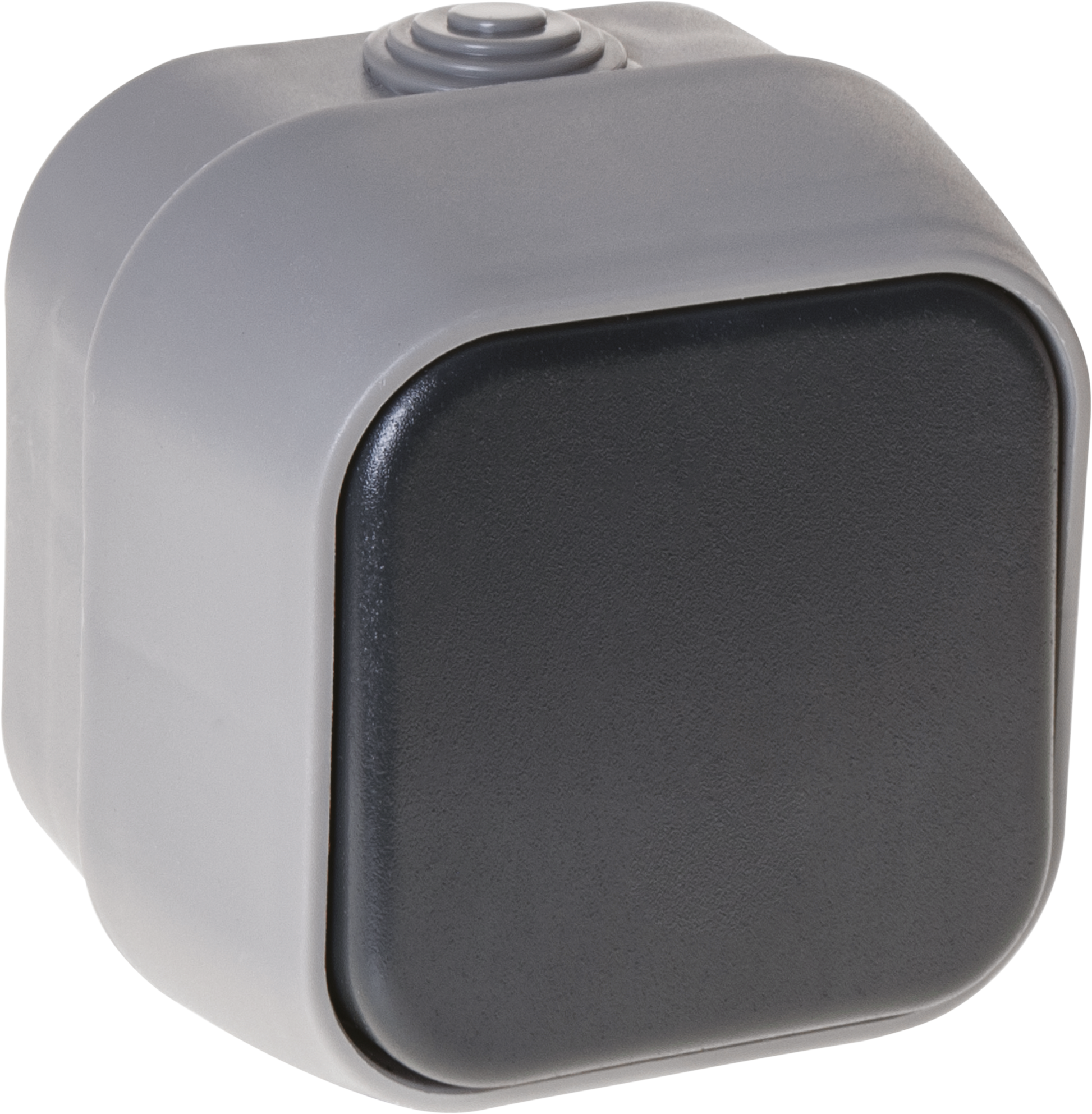 Interruptor bipolar Bert IP54 Gris 7x7x5 cm de Fabrilamp. Resistente al agua y polvo, ideal para interiores y exteriores.