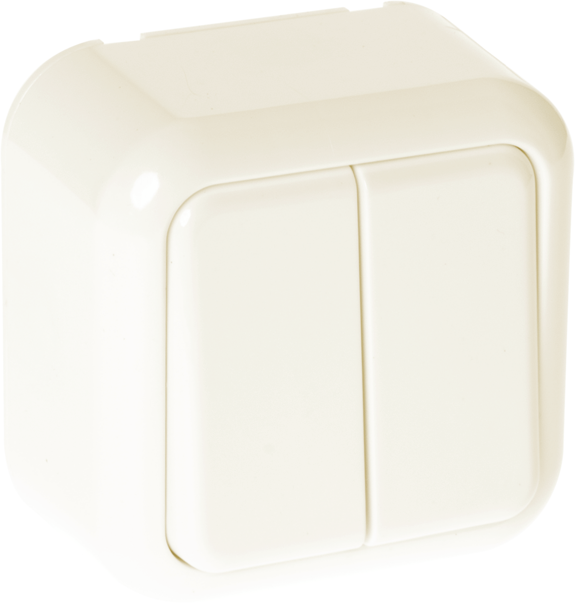 Interruptor Doble Ancient 2 Teclas Beige 6x6x3 cm de Fabrilamp. Diseño elegante y funcional para interiores.