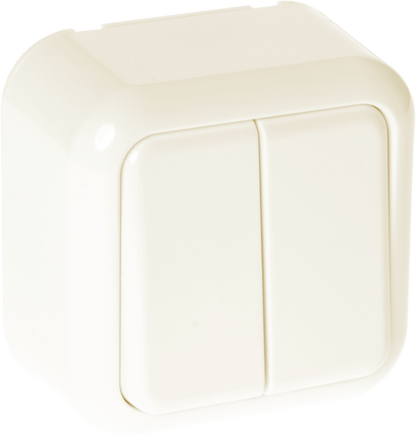 Interruptor Doble Ancient 2 Teclas Beige 6x6x3 cm de Fabrilamp. Diseño elegante y funcional para interiores.