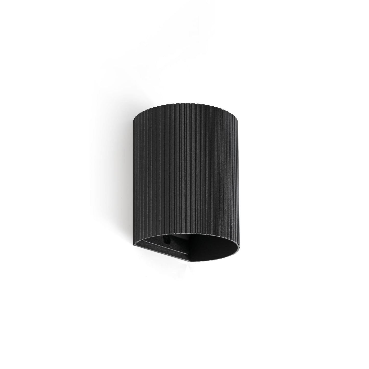 SOLE Aplique Redondo Estriado Negro Faro de pared, diseño elegante y moderno. Ref. 40527