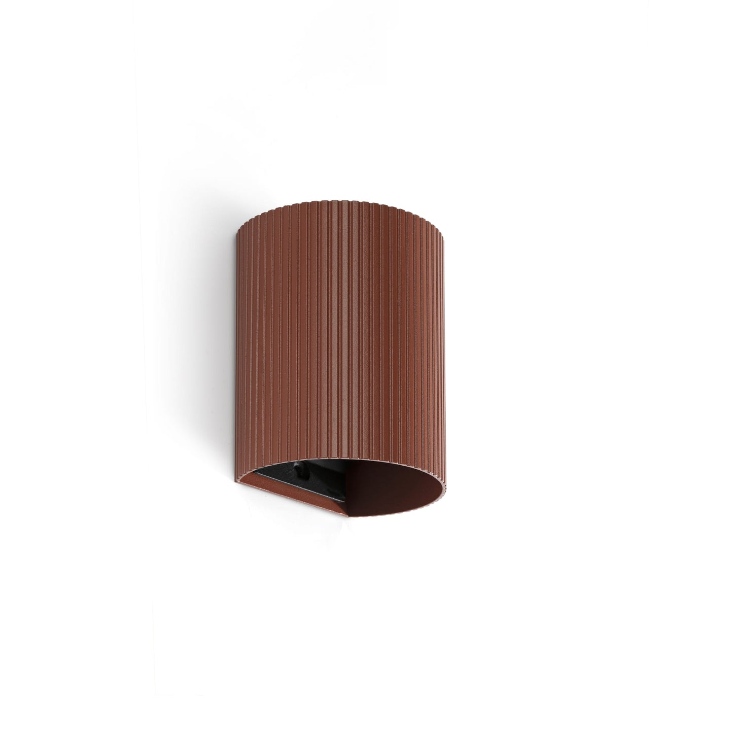 Aplique pared SOLE FARO terracota estriado, Ref. 40529. Diseño artesanal y luz indirecta.