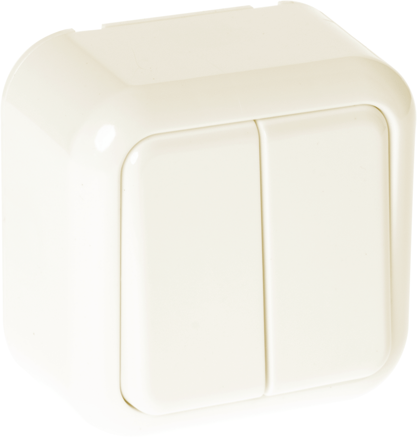 Interruptor doble fabricado en Policarbonato color Beige, ideal para tu hogar