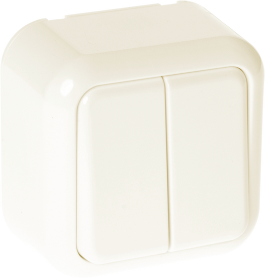 Interruptor doble fabricado en Policarbonato color Beige, ideal para tu hogar