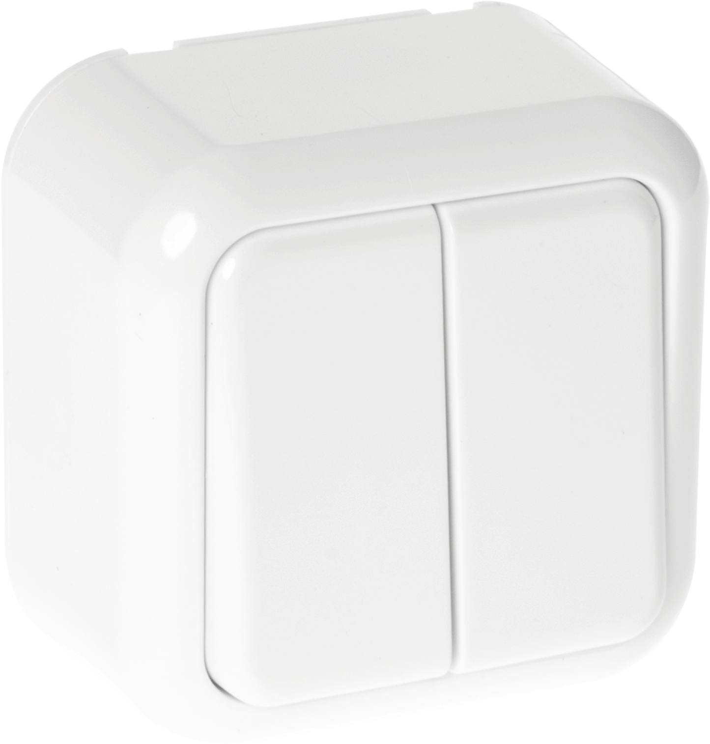 Conmutador doble fabricado en Policarbonato color Blanco, ideal para pasillos