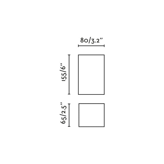 Plano con medidas de Aplique de Pared LUNE 2L Cuadrado Gris Minimalista FARO