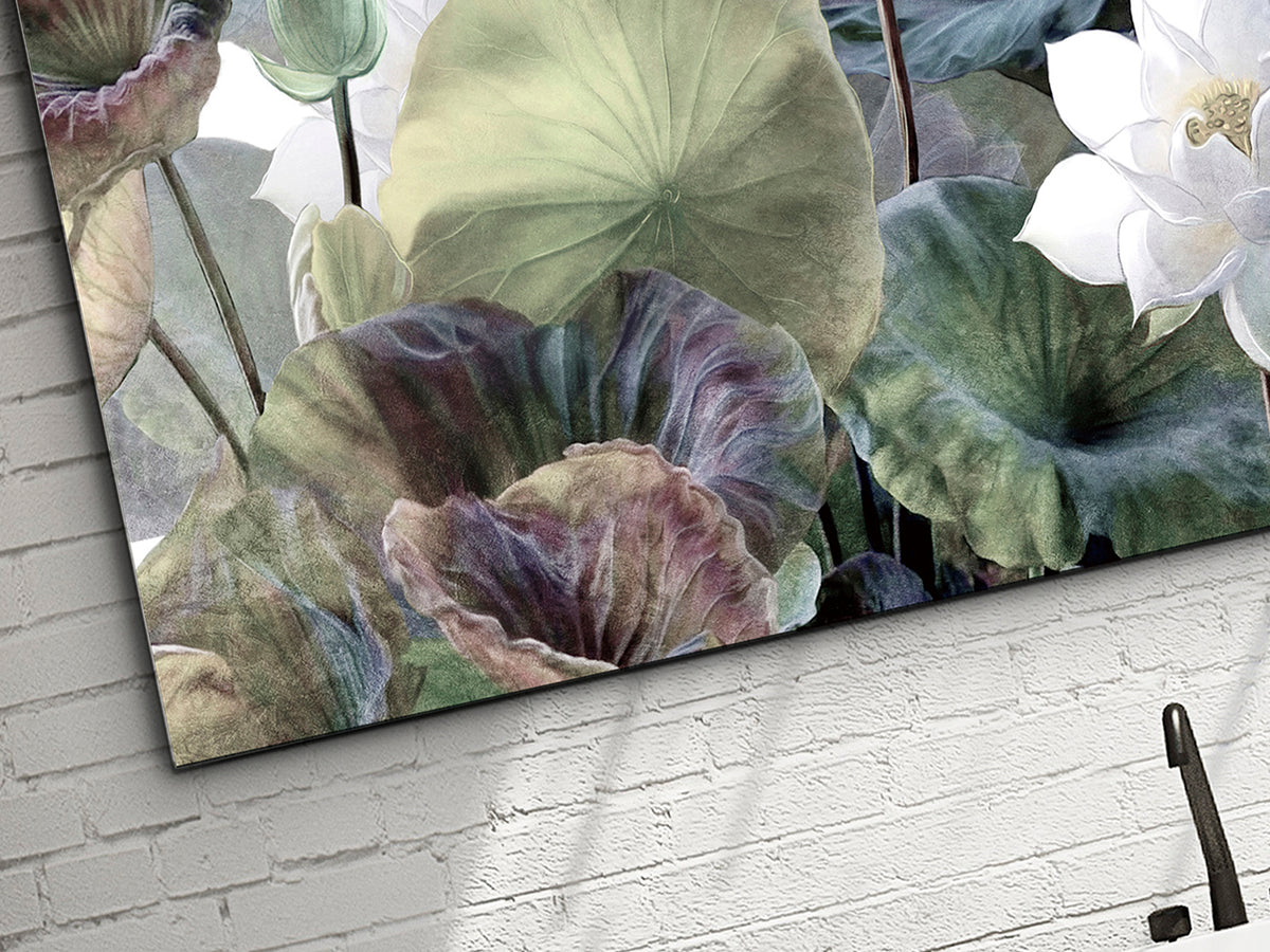 Fotografía Impresa en Cristal Templado Nenufares I 150x100 cm Schuller en ambiente decorado | Schuller