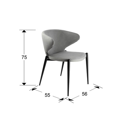 Plano con medidas de Silla Alize Gris Claro con Estructura Negra Mate Schuller