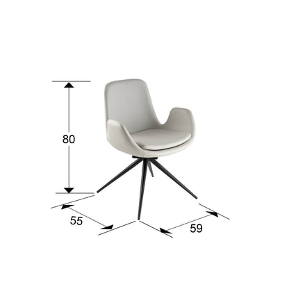 Plano con medidas de Silla Giratoria de Oficina Zuna Blanca Hueso Schuller