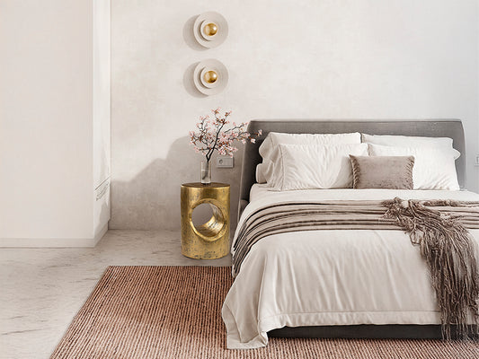 Mesa Auxiliar Hole 35x35 cm Oro Patinado Clásica Schuller - vista principal | Schuller