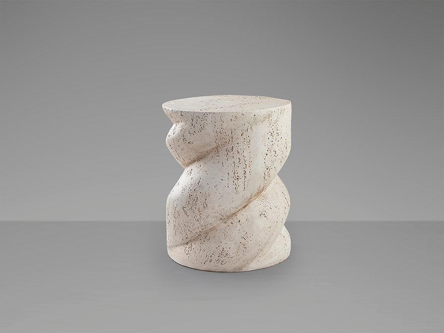 Mesa Auxiliar Salomon 40,5 cm Blanco Mate Textura Cemento Schuller en ambiente decorado | Schuller