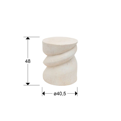 Plano con medidas de Mesa Auxiliar Salomon 40,5 cm Blanco Mate Textura Cemento Schuller