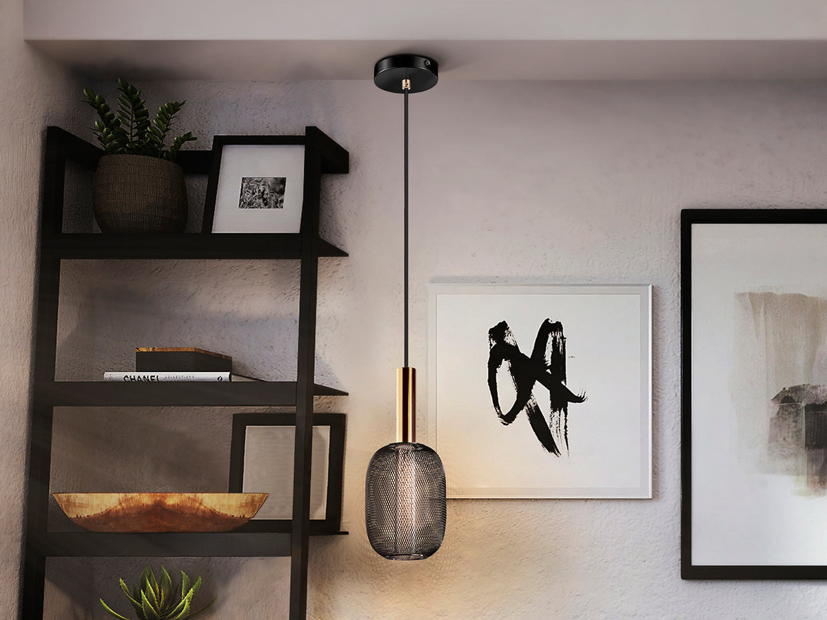 Lámpara Colgante Micrón 5W LED Oro y Negro Dimable Schuller en ambiente decorado | Schuller · Ref. 413510