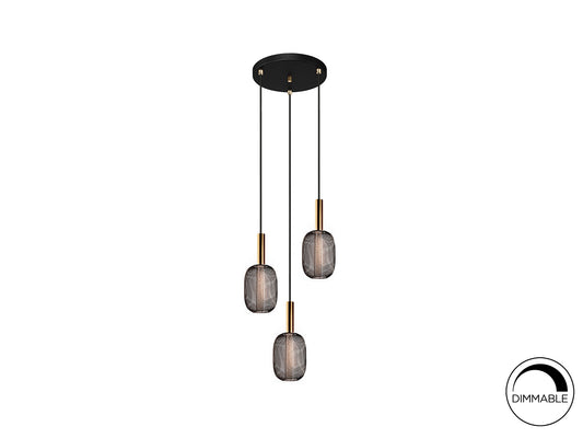 Lámpara Colgante LED Micrón 3 Luces 15W Schuller - 3 luces, Oro / Negro | Schuller · Ref. 413657