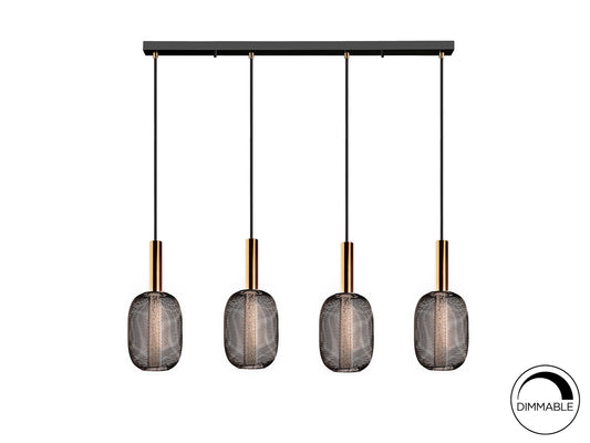 Lámpara Colgante Micrón 4 Luces LED Oro y Negro Schuller - vista principal | Schuller