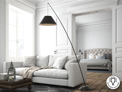 Lámpara de Pie Junco 235 cm Fibra de Carbono Negro Schuller en ambiente decorado | Schuller