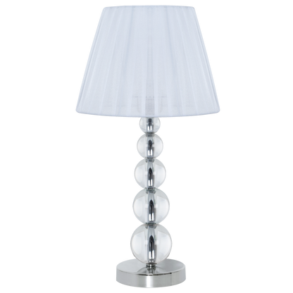 Sobremesa Cristal Rin de Fabrilamp en cromo con pantalla textil blanca, ideal para decoración de interiores.