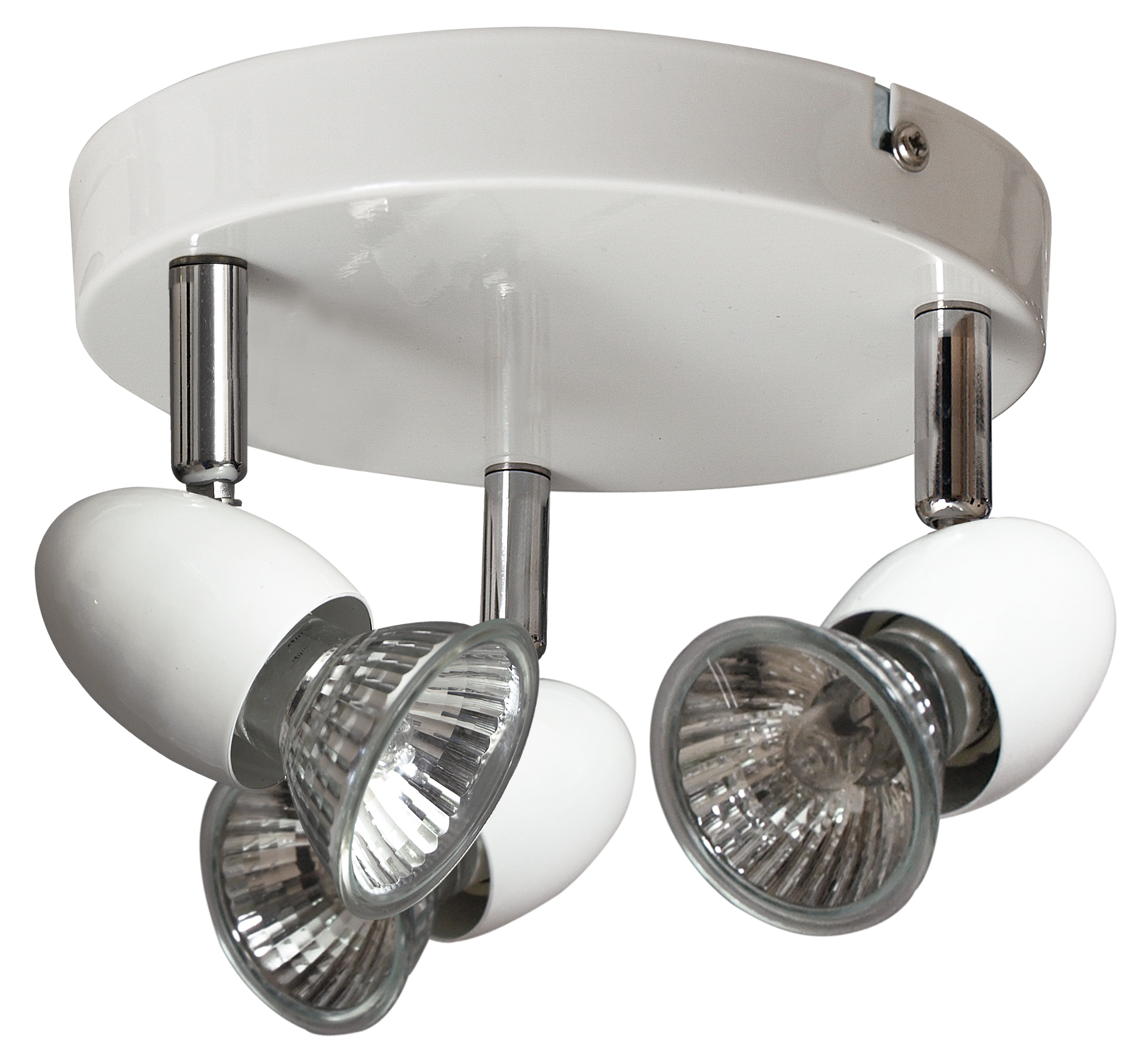 Plafón Foco Sonora Blanco 3xGU10 de Fabrilamp, vista frontal. Iluminación moderna para interiores.