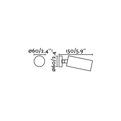 Plano con medidas de Lámpara Proyector de Pared STAN 5W GU10 Acabado Terracota FARO
