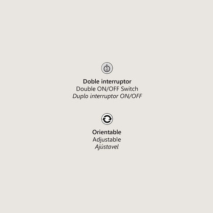 Vista lateral del aplique de pared Hera en níquel satinado