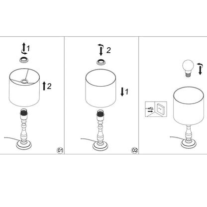 Vista lateral de pantalla tela lino en lámpara sobremesa Gabón dorado envejecido