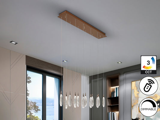 Lámpara Colgante LED Lágrimas 12L Oro Rosa 100 cm Schuller en ambiente decorado | Schuller