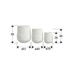 Set 3 Maceteros Jazmín - Fibra de Vidrio Blanco - Schuller - 459624