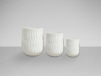 Set 3 Maceteros Jazmín - Fibra de Vidrio Blanco - Schuller - 459624
