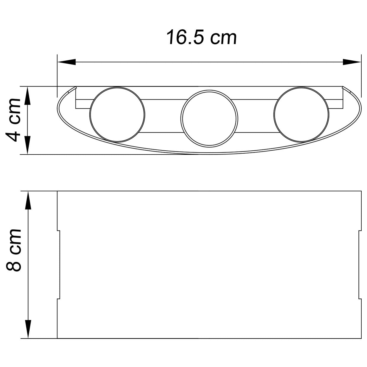 Esquema con dimensiones del aplique exterior LED King blanco ALEMAR