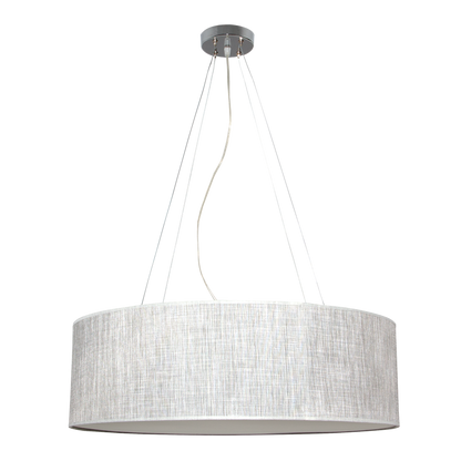 Lámpara colgante Asunción fabricada en metal y textil color gris, ideal para salón