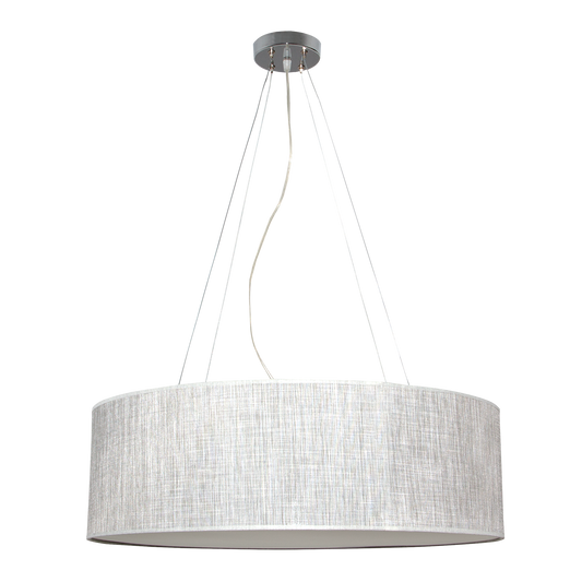 Lámpara colgante Asunción fabricada en metal y textil color gris, ideal para salón