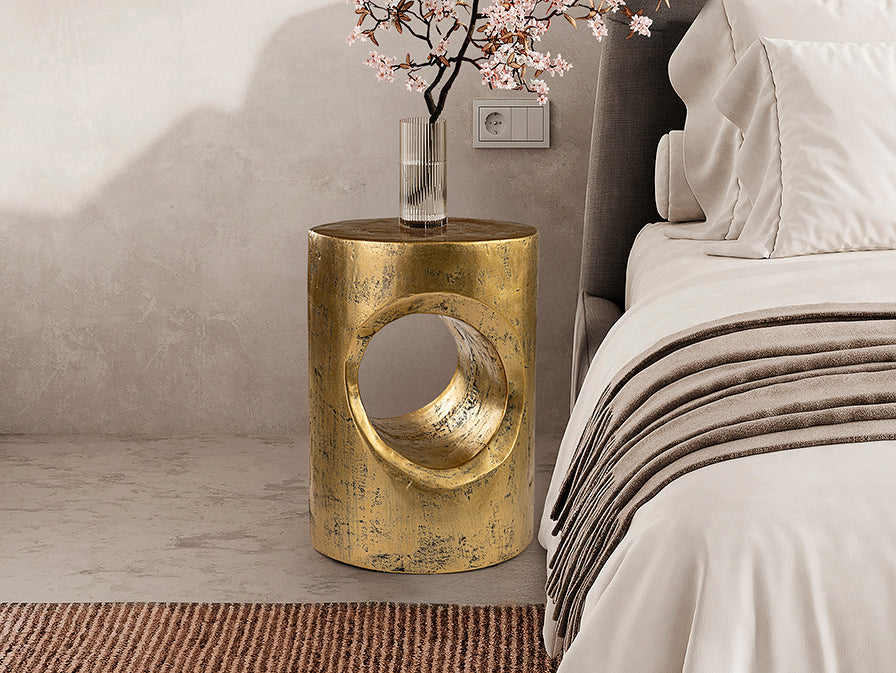 Mesa Auxiliar Hole Dorada - Oro Patinado - Schuller - 409018 - Vista 1