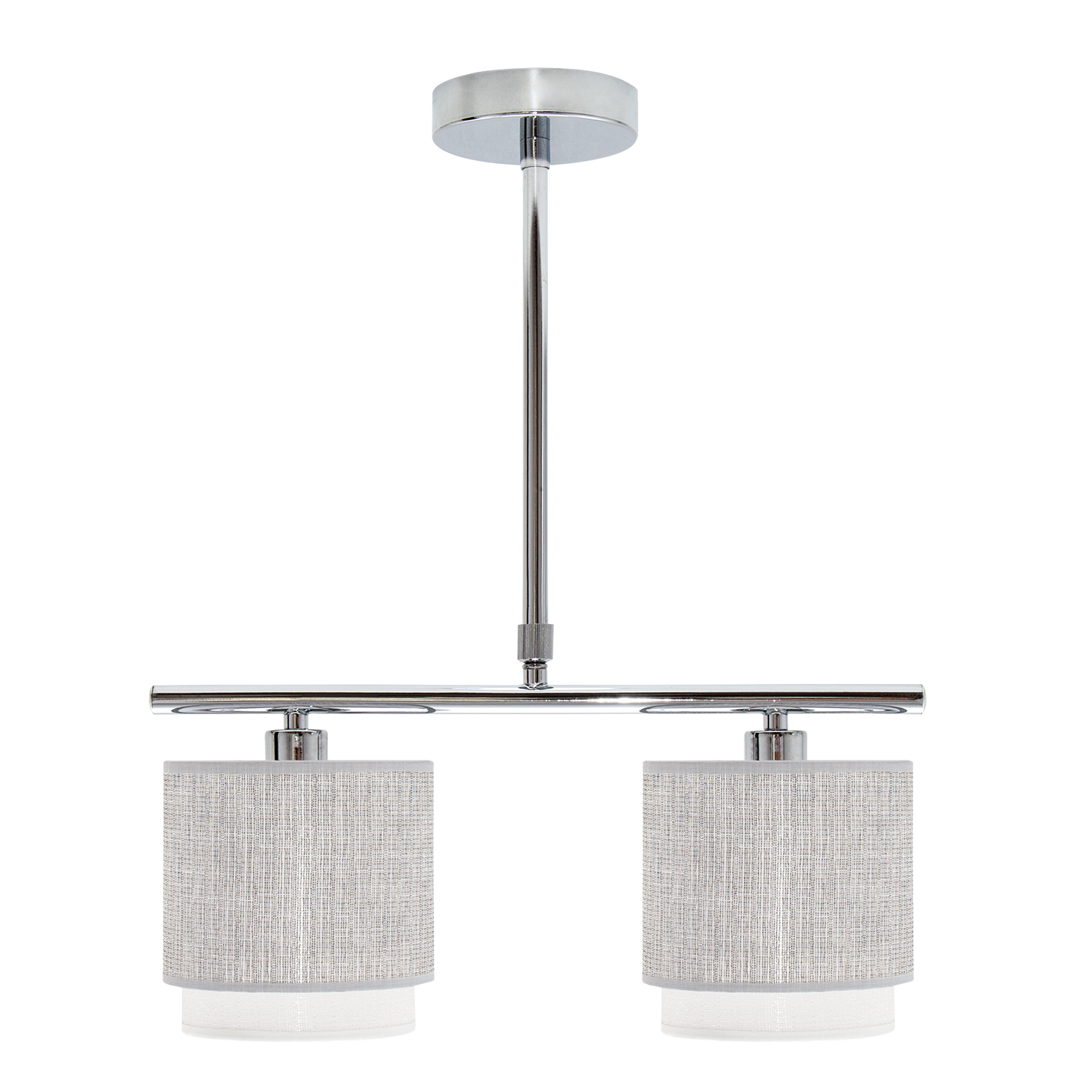 Lámpara Kenya fabricada en metal y textil color gris/blanco, ideal para salón