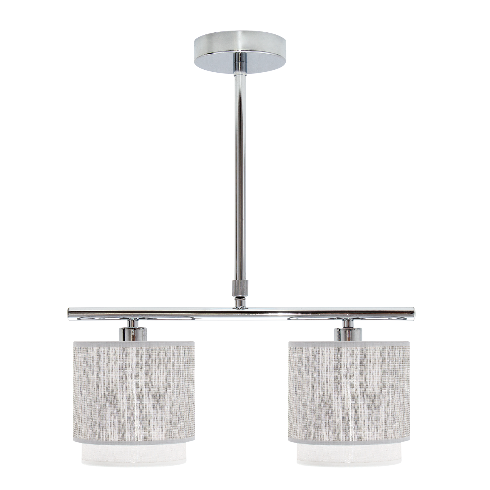 Lámpara Kenya fabricada en metal y textil color gris/blanco, ideal para salón