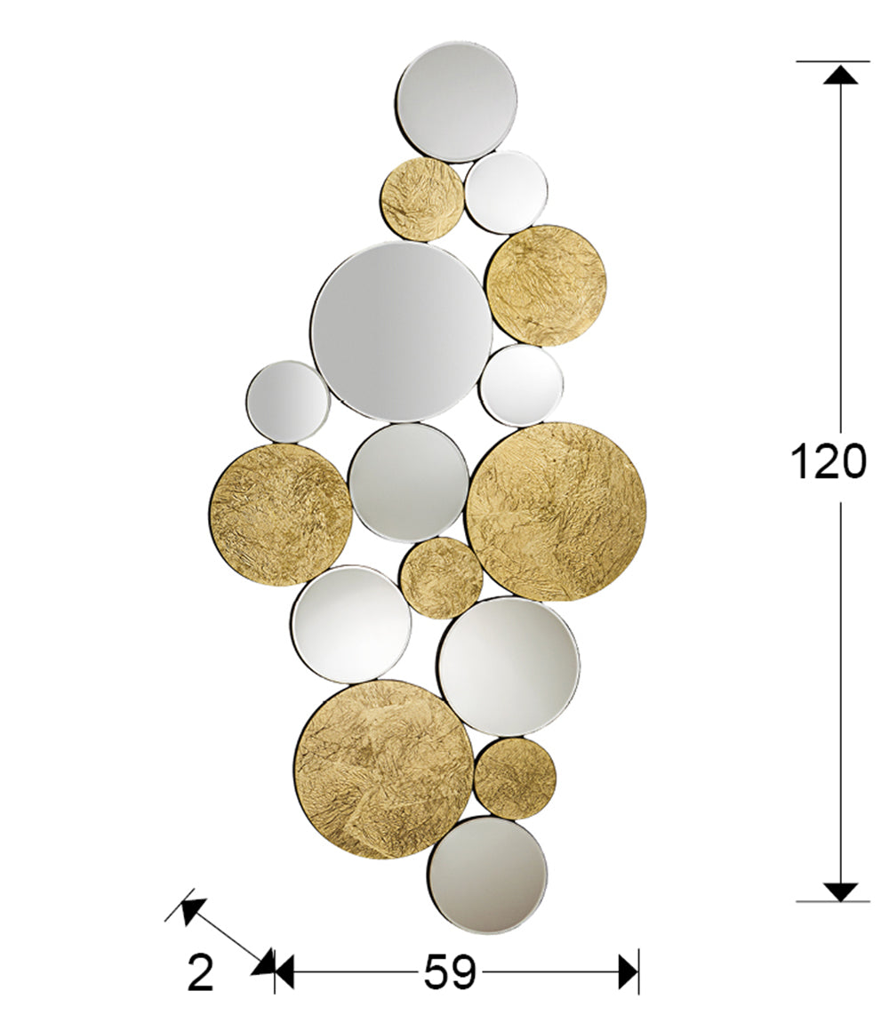 Plano con medidas de Espejo Decorativo de Pared Cirze 120x59 cm Pan de Oro Schuller