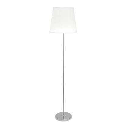 Pie de salón Maldivas en níquel y blanco, diseño elegante y moderno de Fabrilamp. Disponible en luzguru.com