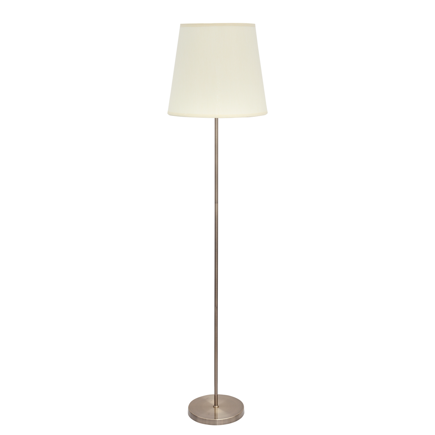 Lámpara de pie fabricada en metal y textil color cuero y beige
