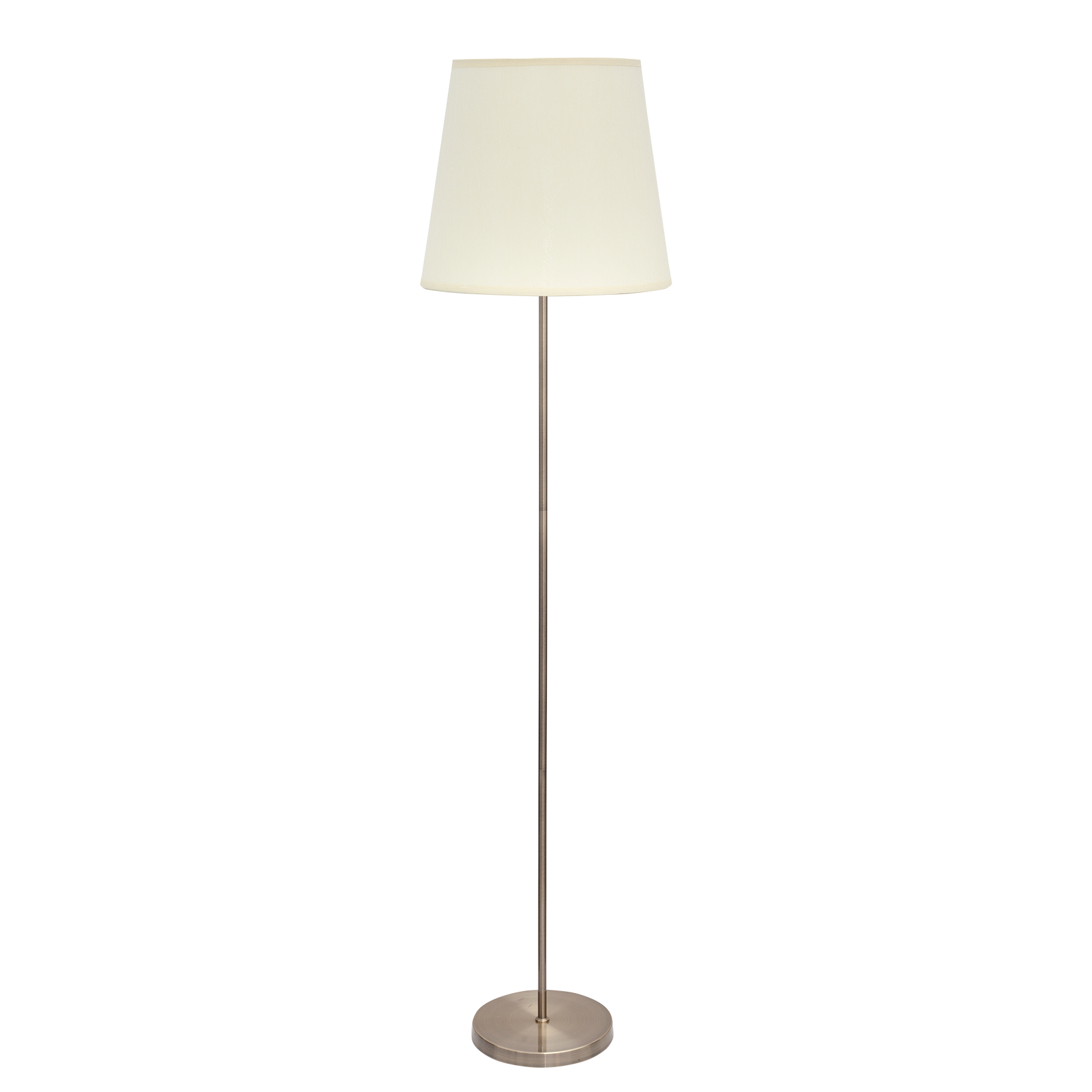 Lámpara de pie fabricada en metal y textil color cuero y beige