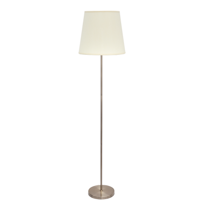 Lámpara de pie fabricada en metal y textil color cuero y beige