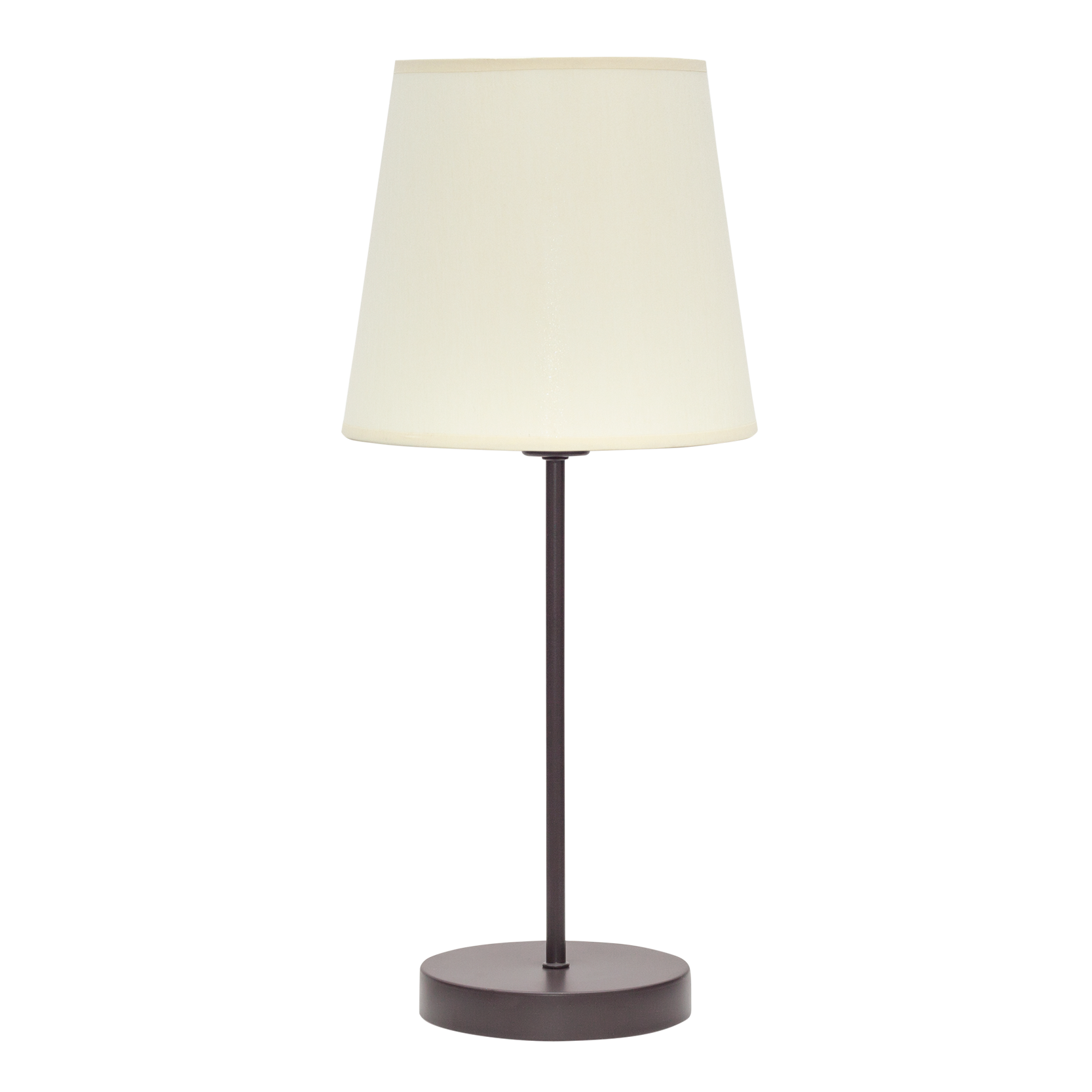 Lámpara Maldivas fabricada en metal color marrón con pantalla textil beige
